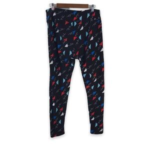 LuLaRoe paper‎ airplane print leggings Tall & Curvy